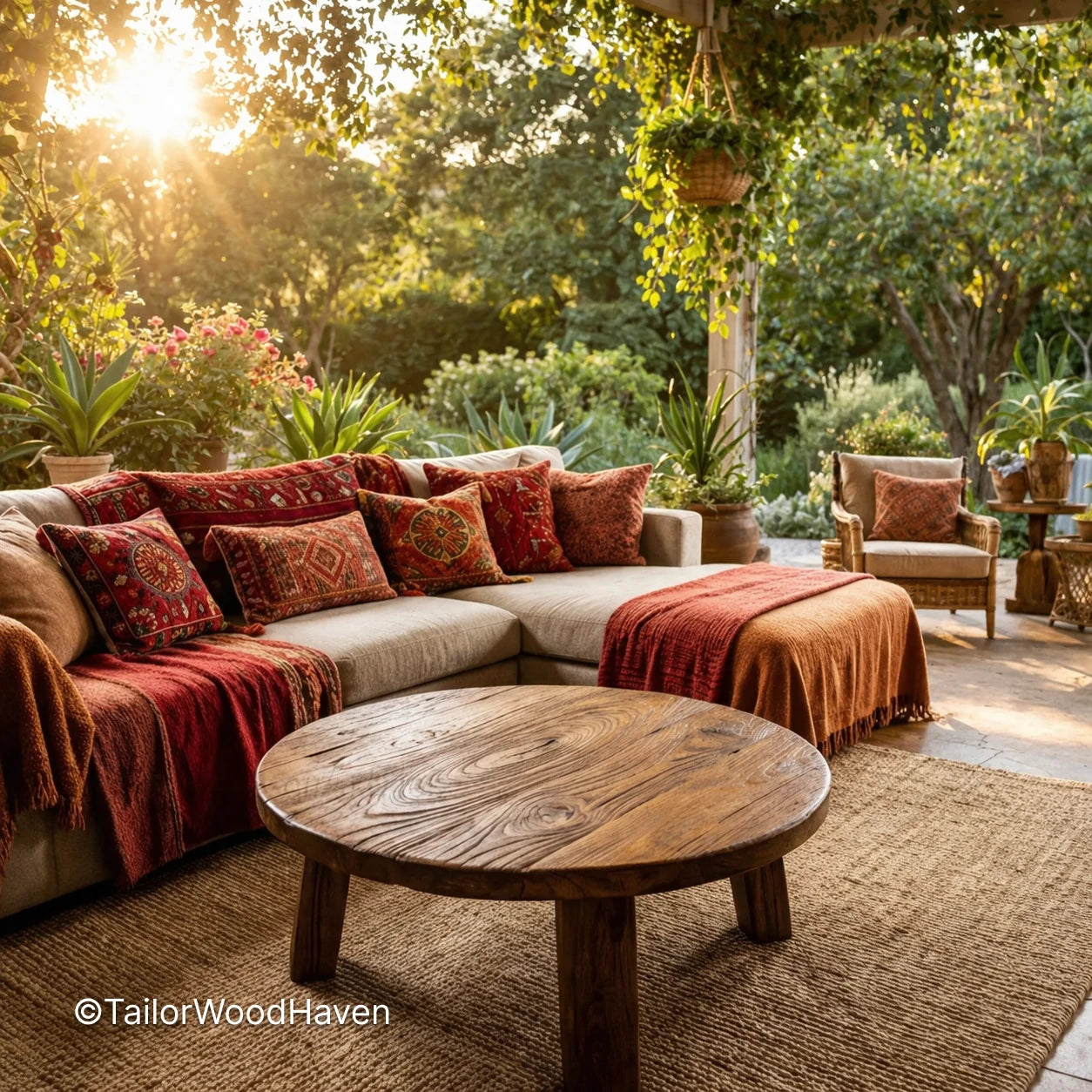 Minimal small round outdoor coffee table with sturdy construction for limited spaces