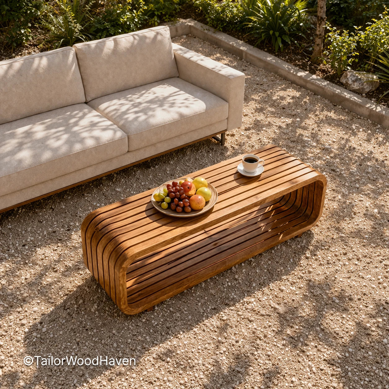 Minimal outdoor coffee table with sturdy build and smooth tabletop for daily use