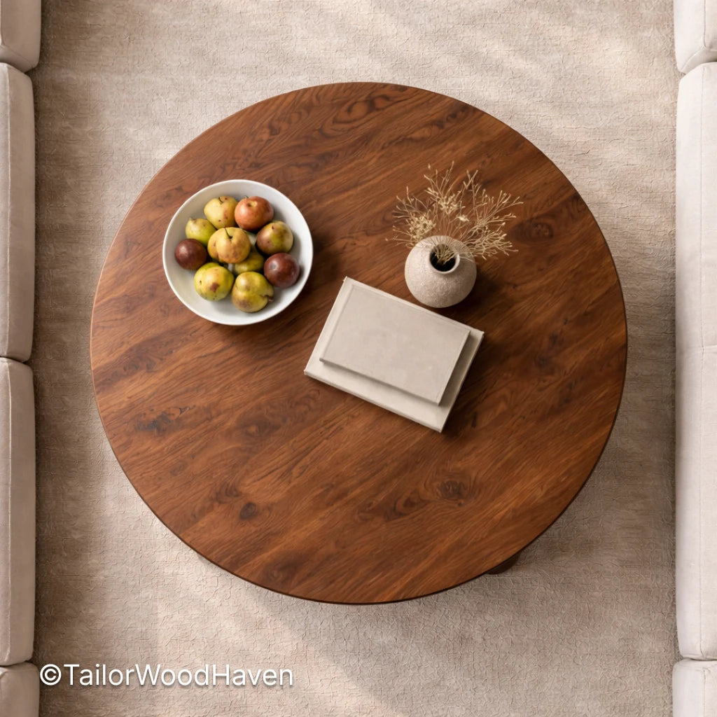 Solid wood oval coffee table with clean edges and balanced design