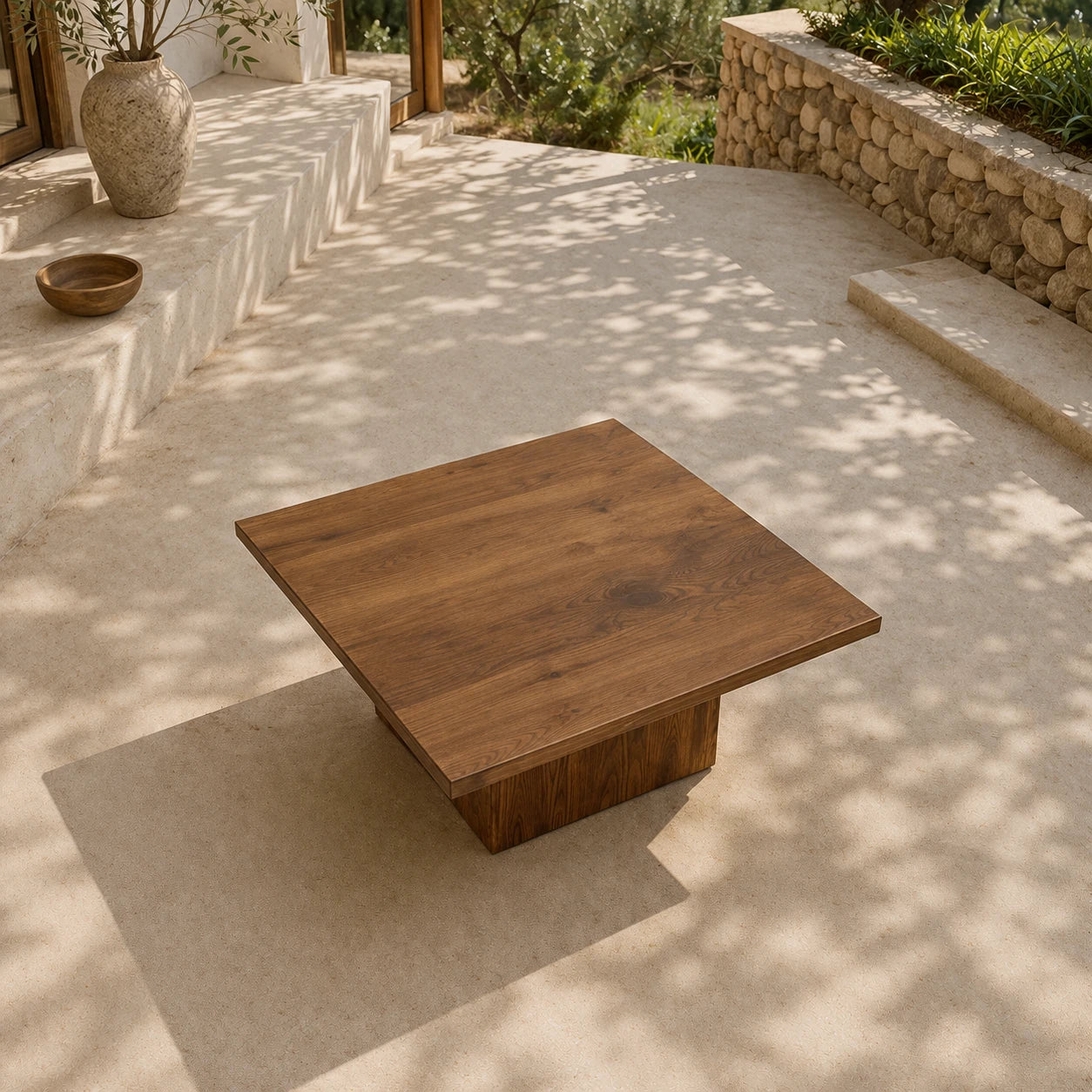 Minimal round outdoor coffee table with sturdy build and clean edges for patio spaces