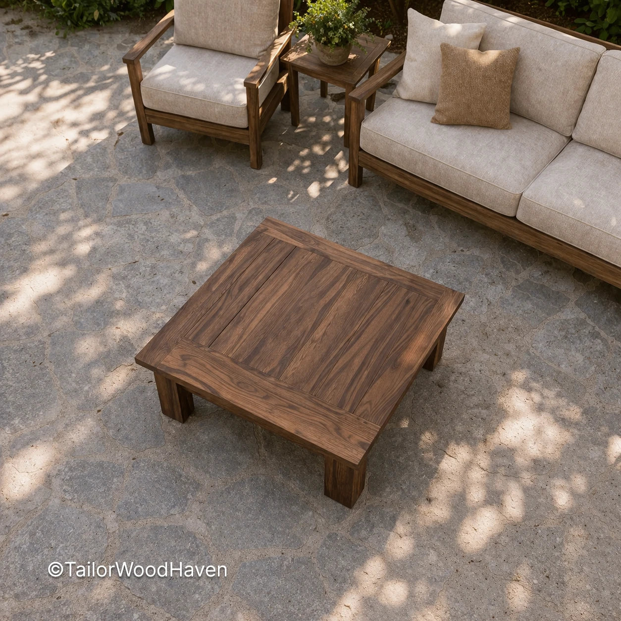 Minimal large square coffee table with balanced proportions and sturdy construction