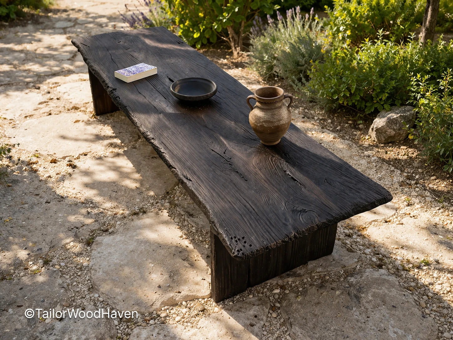 Minimal black outdoor coffee table with sturdy build and balanced proportions