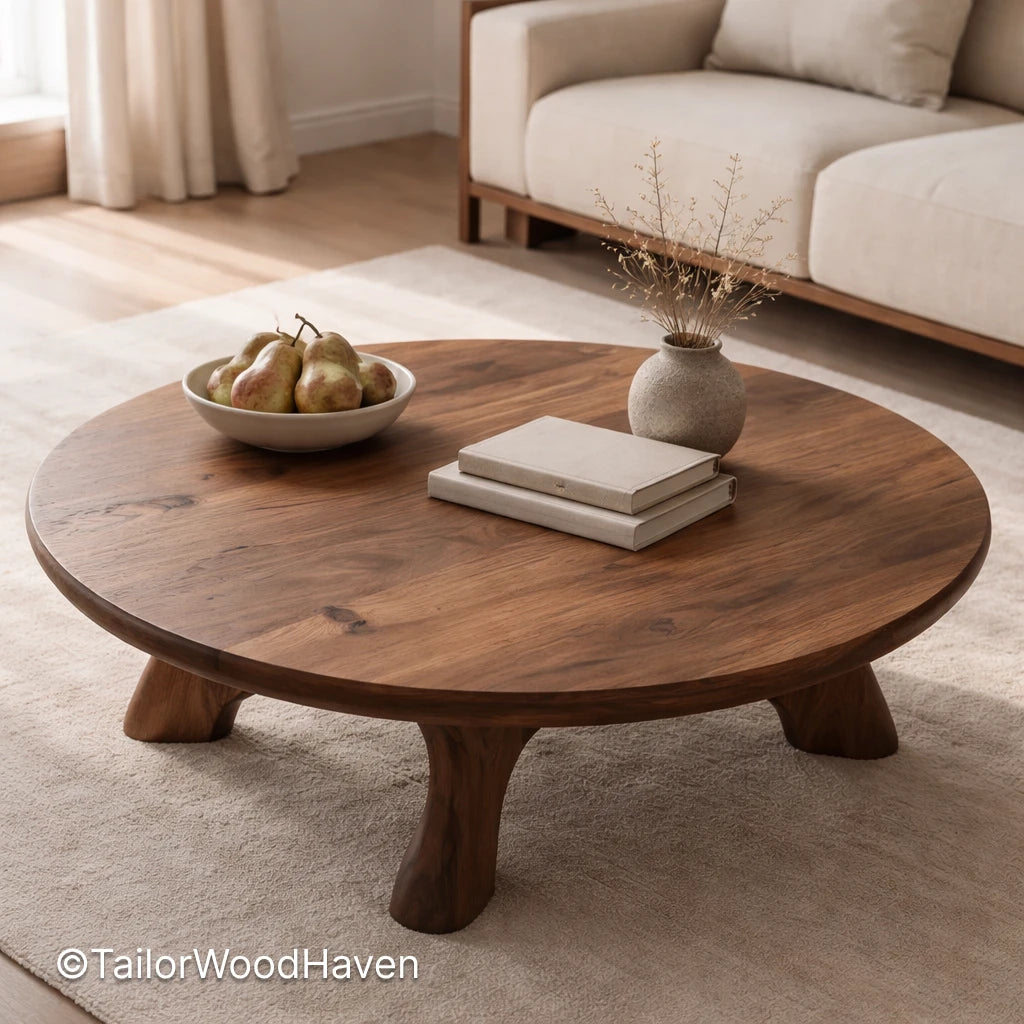 Solid wood oval coffee table with clean edges and balanced design