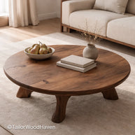 Solid wood oval coffee table with clean edges and balanced design