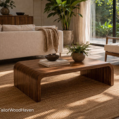 Rectangular coffee table with rounded corners and smooth soft edges