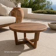 Compact solid wood coffee table designed for everyday use in small spaces
