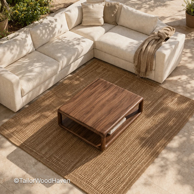 Solid wood square coffee table with smooth durable surface and balanced proportions