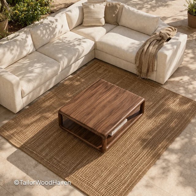 Solid wood square coffee table with smooth durable surface and balanced proportions