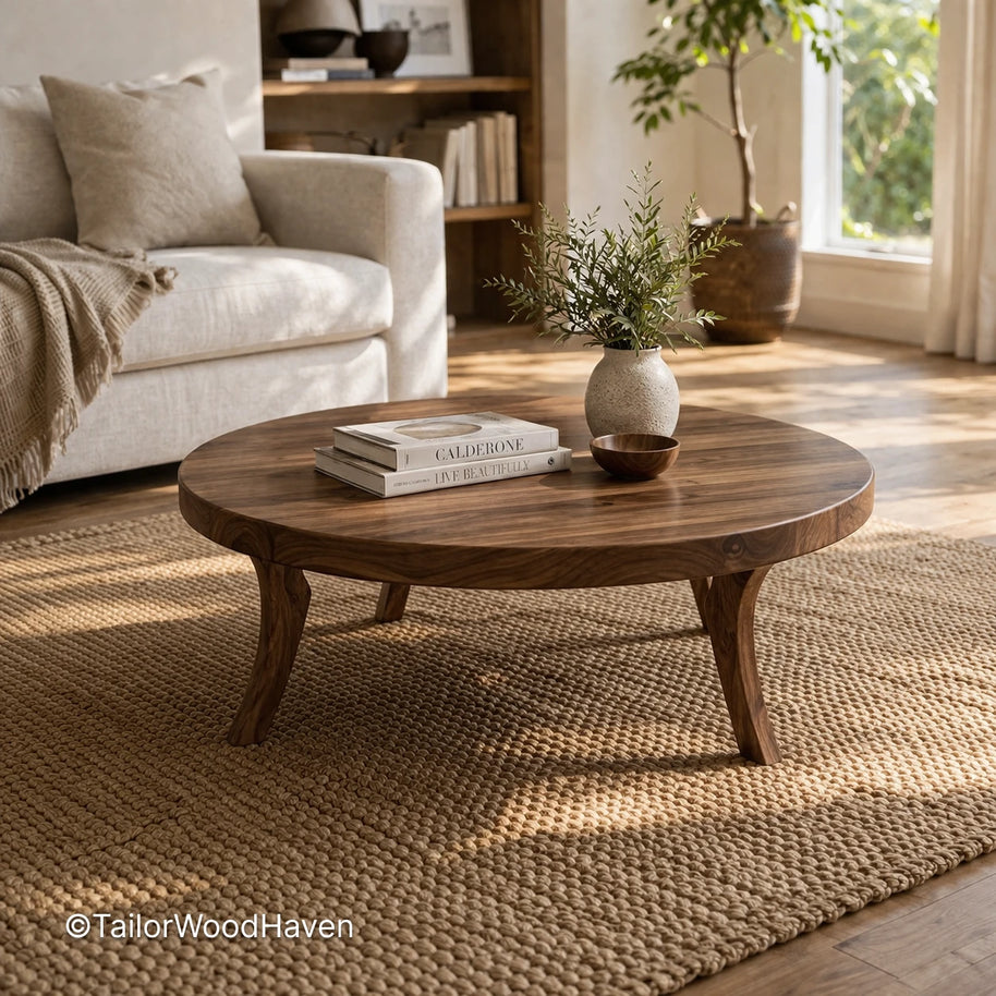 Round sitting room table with simple style and smooth durable surface