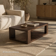 Dark solid wood coffee table with clean edges and smooth finish