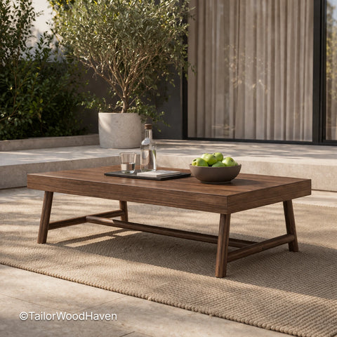 Short rectangular coffee table with low profile and clean structured design