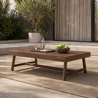 Short rectangular coffee table with low profile and clean structured design