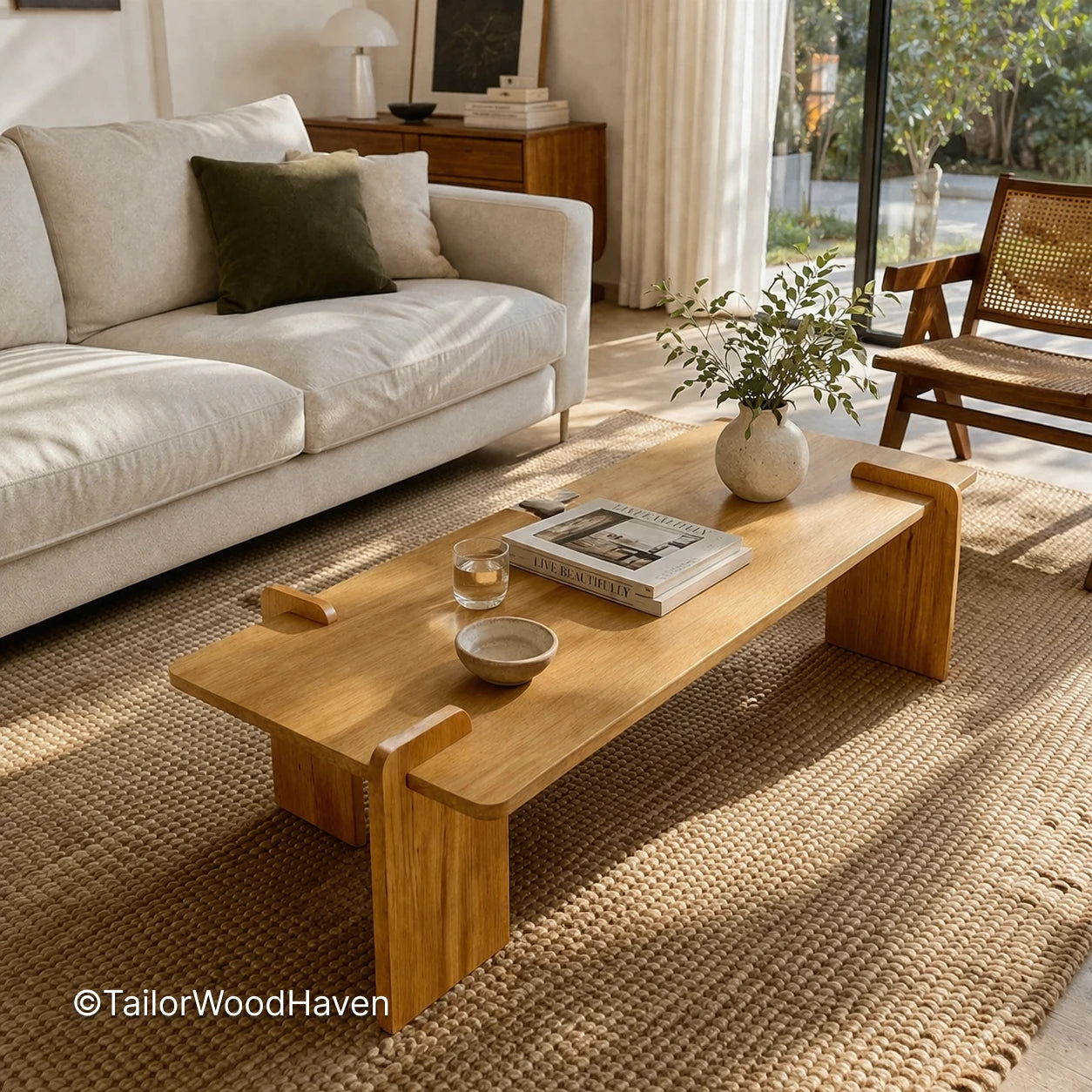 Gold rectangular coffee table with clean lines and modern accent finish