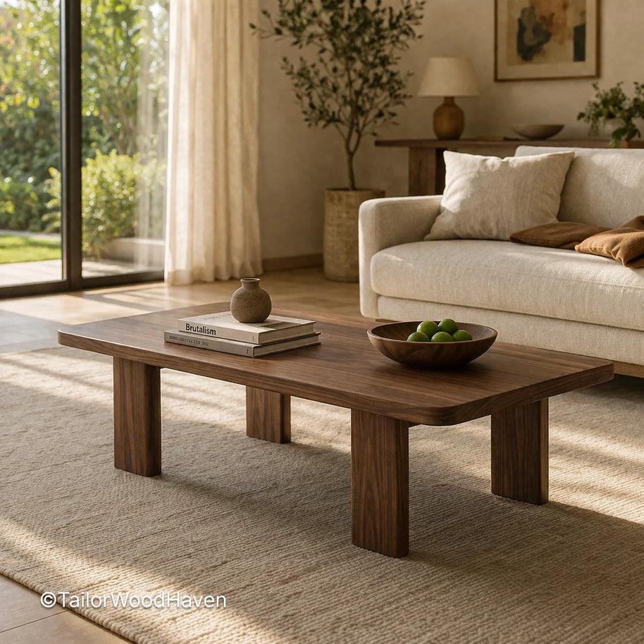 Small rectangle coffee table with compact design and clean lines for tight spaces