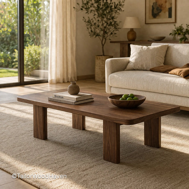 Small rectangle coffee table with compact design and clean lines for tight spaces