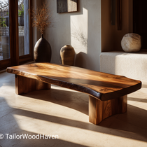 Maple Live Edge Coffee Table with Sculptural Curve Bases
