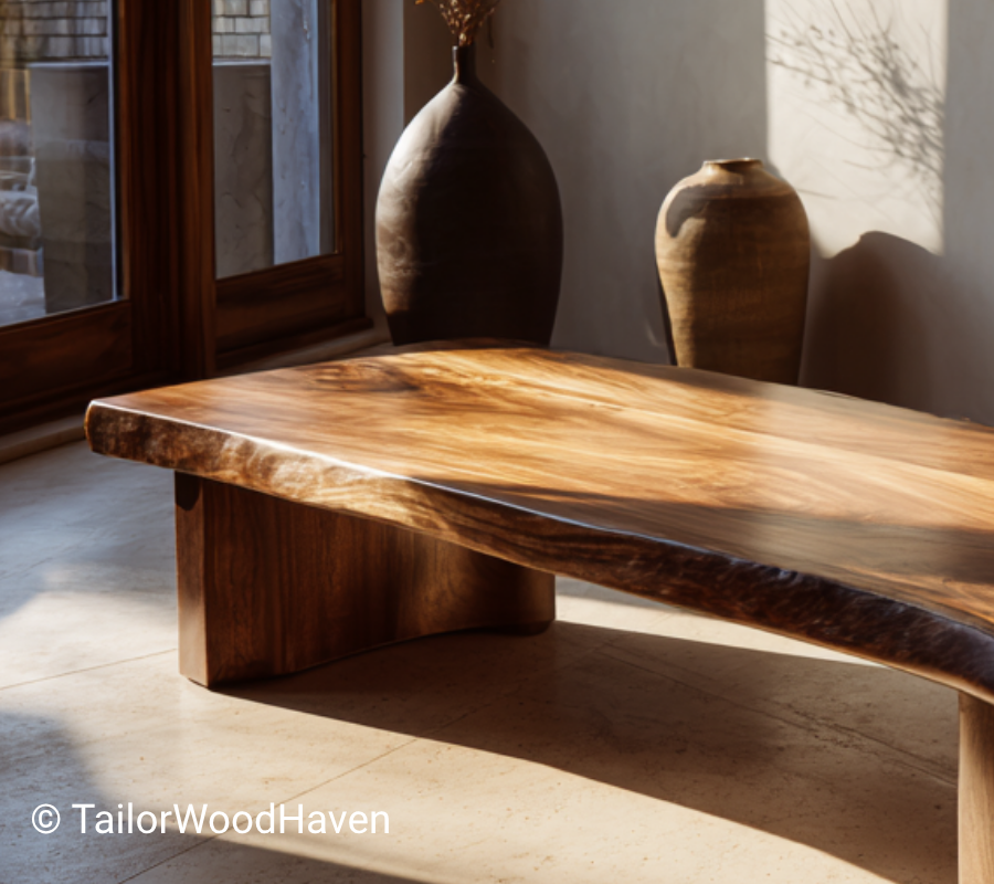 Maple Live Edge Coffee Table with Sculptural Curve Bases