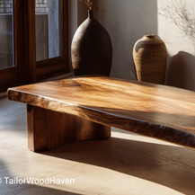 Maple Live Edge Coffee Table with Sculptural Curve Bases