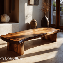 Maple Live Edge Coffee Table with Sculptural Curve Bases
