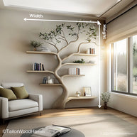 Sculptural Driftwood Tree Bookshelf Artistic Wall Bookshelf Carved from Real Driftwood and Designed Like a Tree