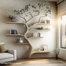 Sculptural Driftwood Tree Bookshelf – Artistic Wall Bookshelf Carved from Real Driftwood and Designed Like a Tree