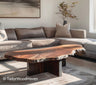 Rustic Live Edge Walnut Coffee Table with Solid Wood Slab Legs
