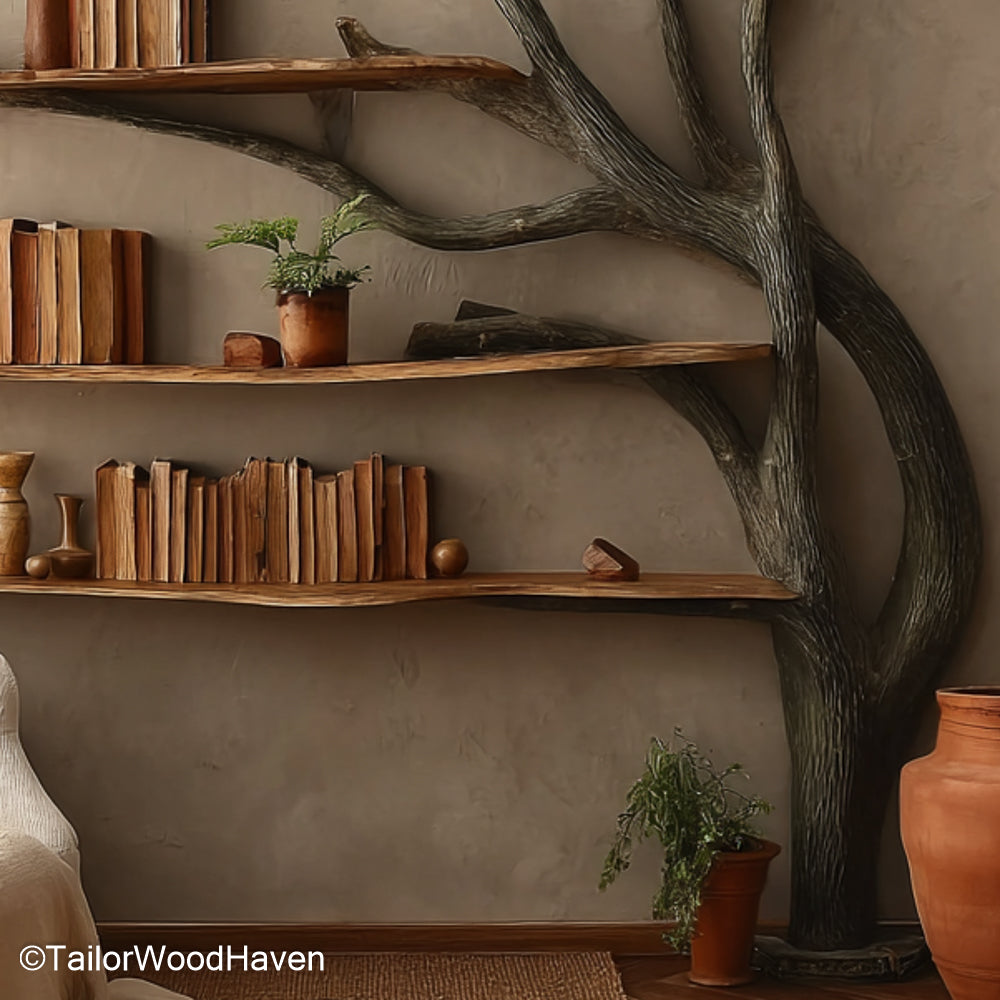 Beech Wood Bookcase Natural Beech Wood Bookcase in Tree Inspired Design for Modern and Eco Conscious Interiors