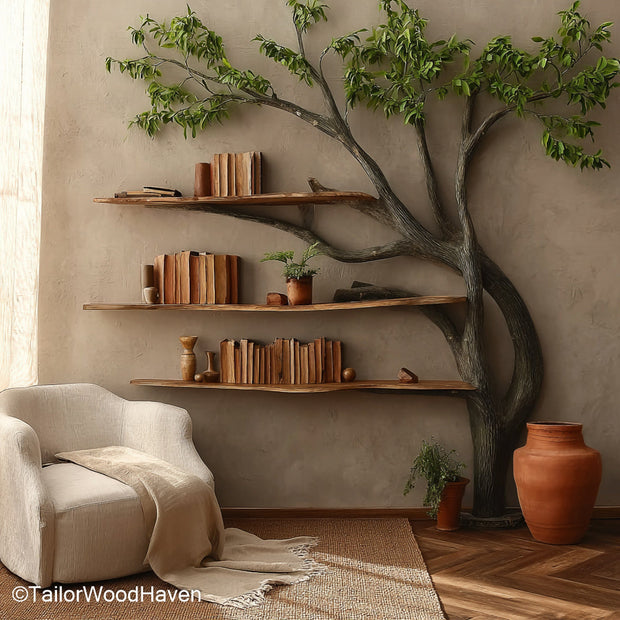 Beech Wood Bookcase Natural Beech Wood Bookcase in Tree Inspired Design for Modern and Eco Conscious Interiors