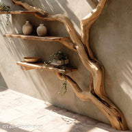 Wall Mounted Bookshelf Tree Design Rustic Handmade Wooden Bookshelf with Artistic Tree Shaped Structure