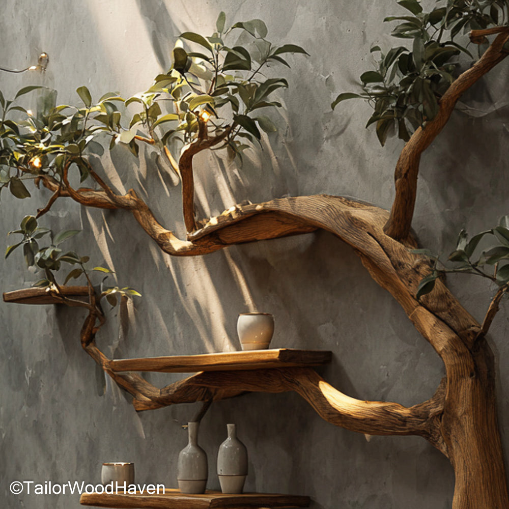 Custom Bookshelf Tree Plans Included Build Style Wall Tree Bookshelf Made from Solid Wood for Nature Themed Rooms