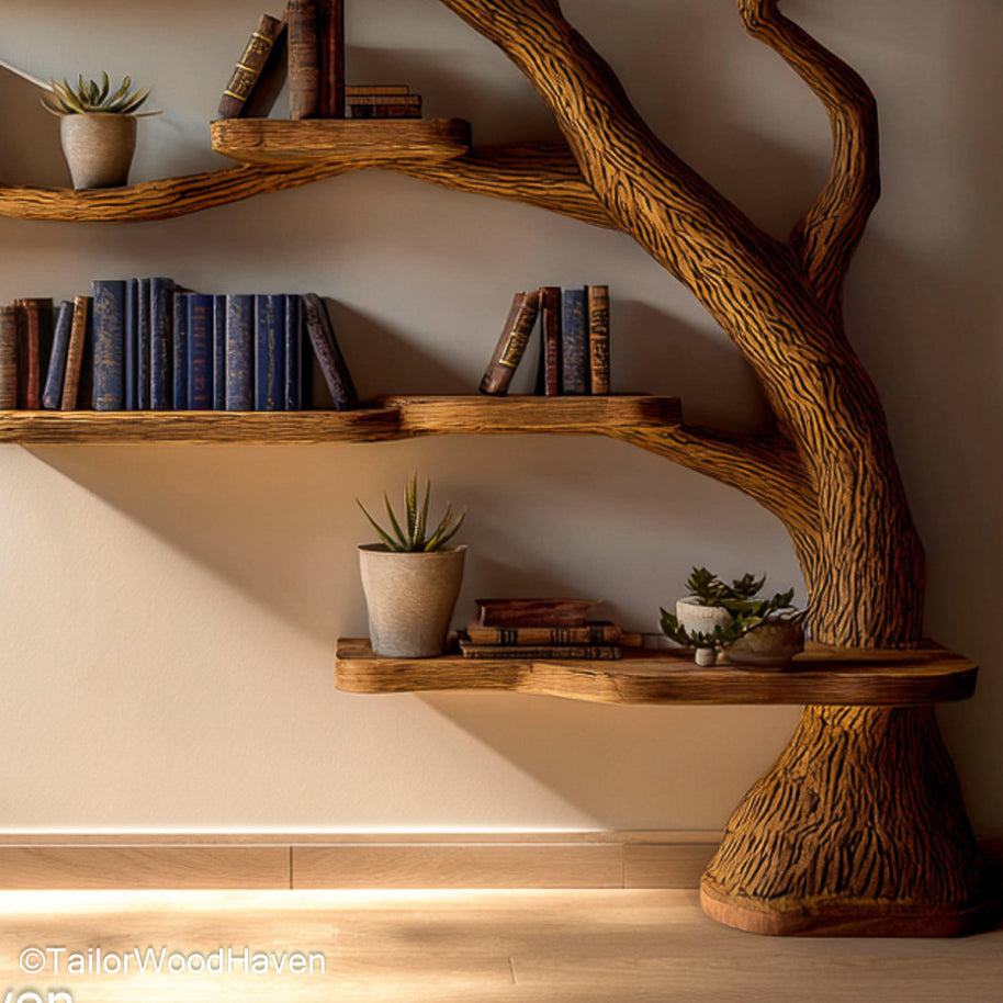 Artful Tree Bookshelf Drawing Come to Life Handmade Wall Shelf Inspired by Tree Bookshelf Sketch Concepts
