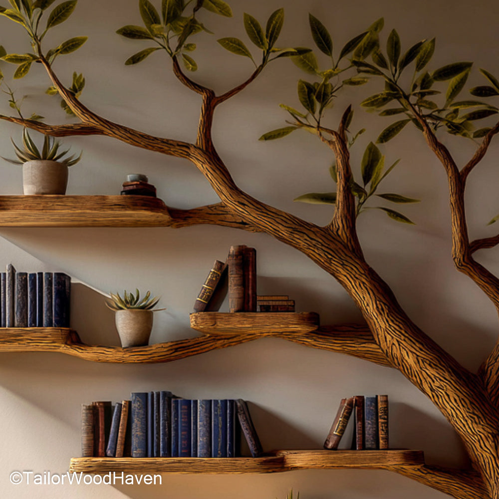 Artful Tree Bookshelf Drawing Come to Life Handmade Wall Shelf Inspired by Tree Bookshelf Sketch Concepts