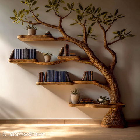 Artful Tree Bookshelf Drawing Come to Life Handmade Wall Shelf Inspired by Tree Bookshelf Sketch Concepts