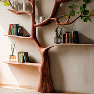 Standing Tree Like Bookshelf Freestanding Wooden Bookshelf with Organic Tree Branch Design for Nature Inspired Interiors