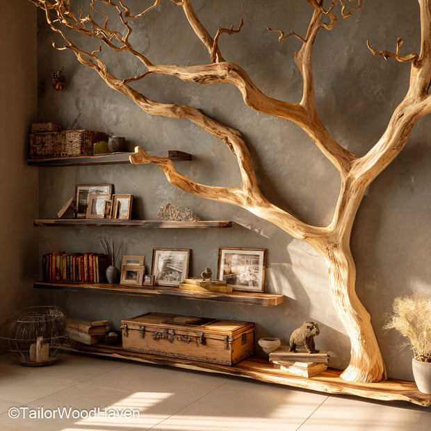 White Tree Bookshelf Painted Wooden Tree Shaped Bookcase in White Finish for Modern Nurseries and Clean Interior Styles