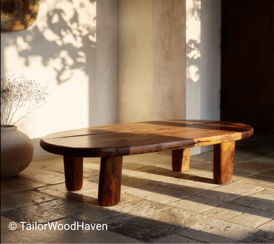Solid Oak Live Edge Outdoor Coffee Table