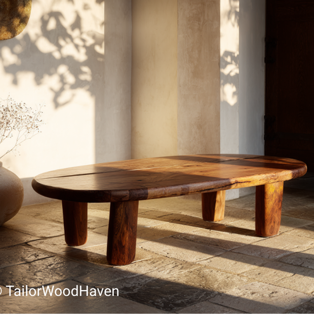 Solid Oak Live Edge Outdoor Coffee Table