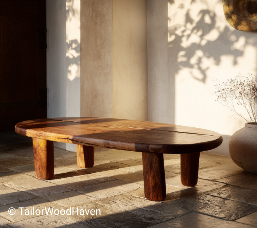 Solid Oak Live Edge Outdoor Coffee Table