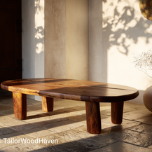 Solid Oak Live Edge Outdoor Coffee Table