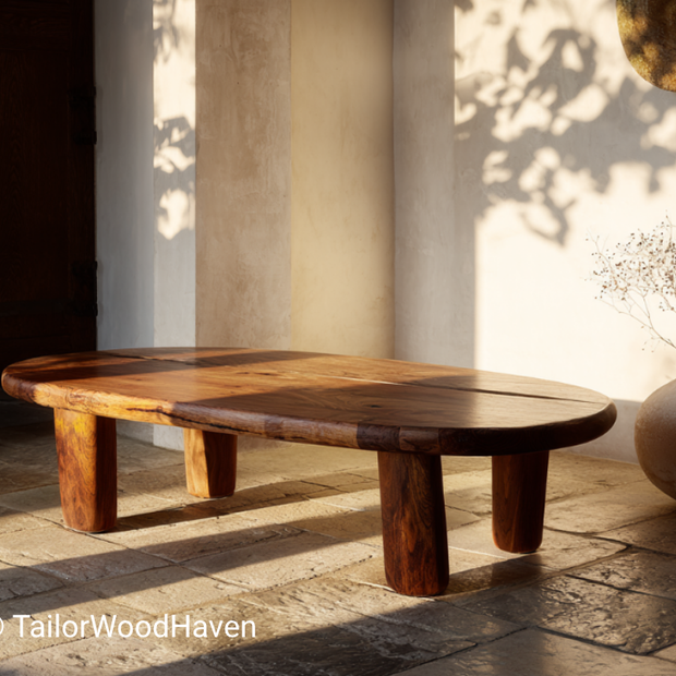 Solid Oak Live Edge Outdoor Coffee Table