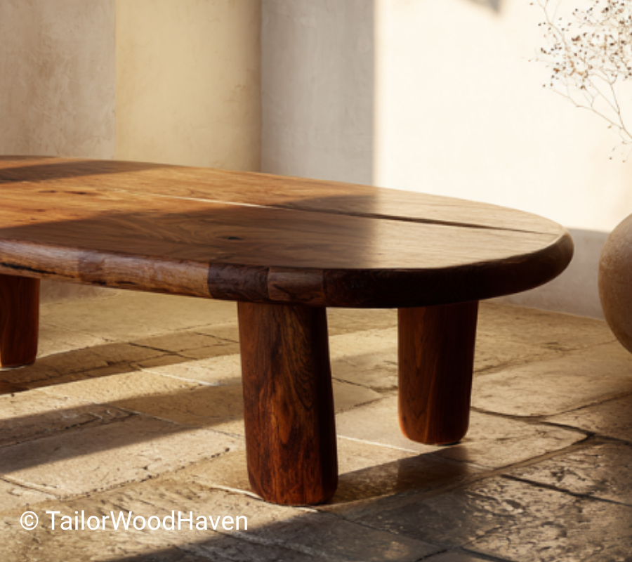 Solid Oak Live Edge Outdoor Coffee Table