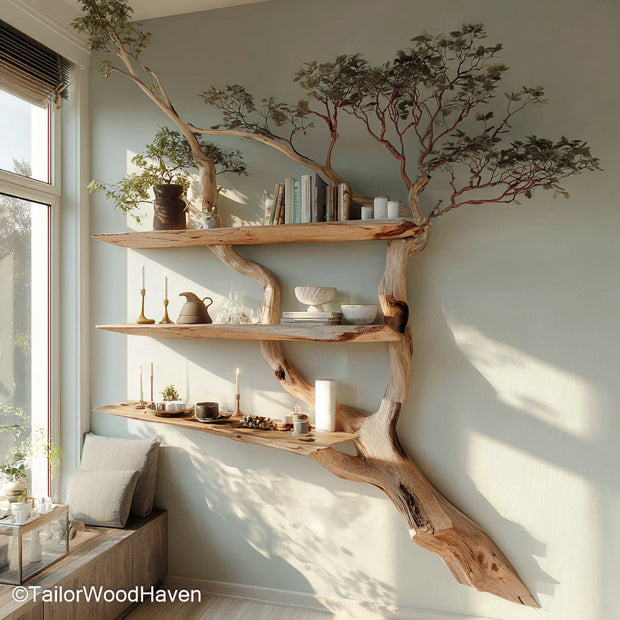 Green Tree Bookshelf Tree Shaped Wooden Bookshelf Painted Green, Ideal for Kids’ Rooms or Nature Themed Spaces