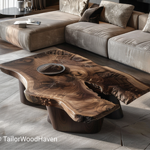 Black Walnut Live Edge Coffee Table With Natural Wood Grain