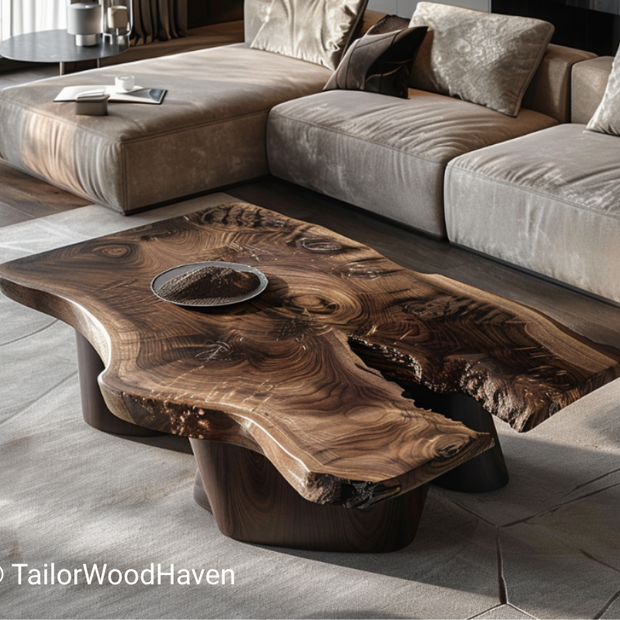 Black Walnut Live Edge Coffee Table With Natural Wood Grain