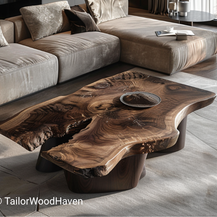 Black Walnut Live Edge Coffee Table With Natural Wood Grain