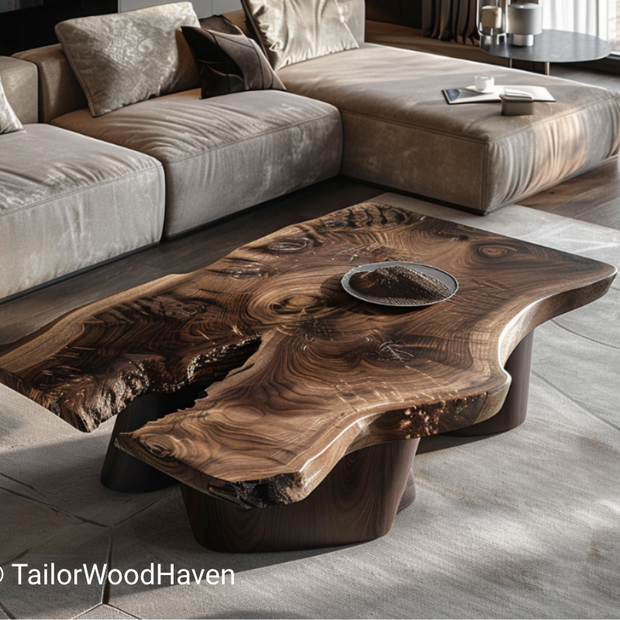 Black Walnut Live Edge Coffee Table With Natural Wood Grain