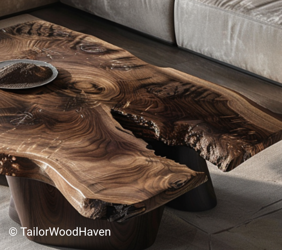 Black Walnut Live Edge Coffee Table With Natural Wood Grain