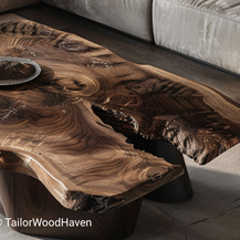 Black Walnut Live Edge Coffee Table With Natural Wood Grain