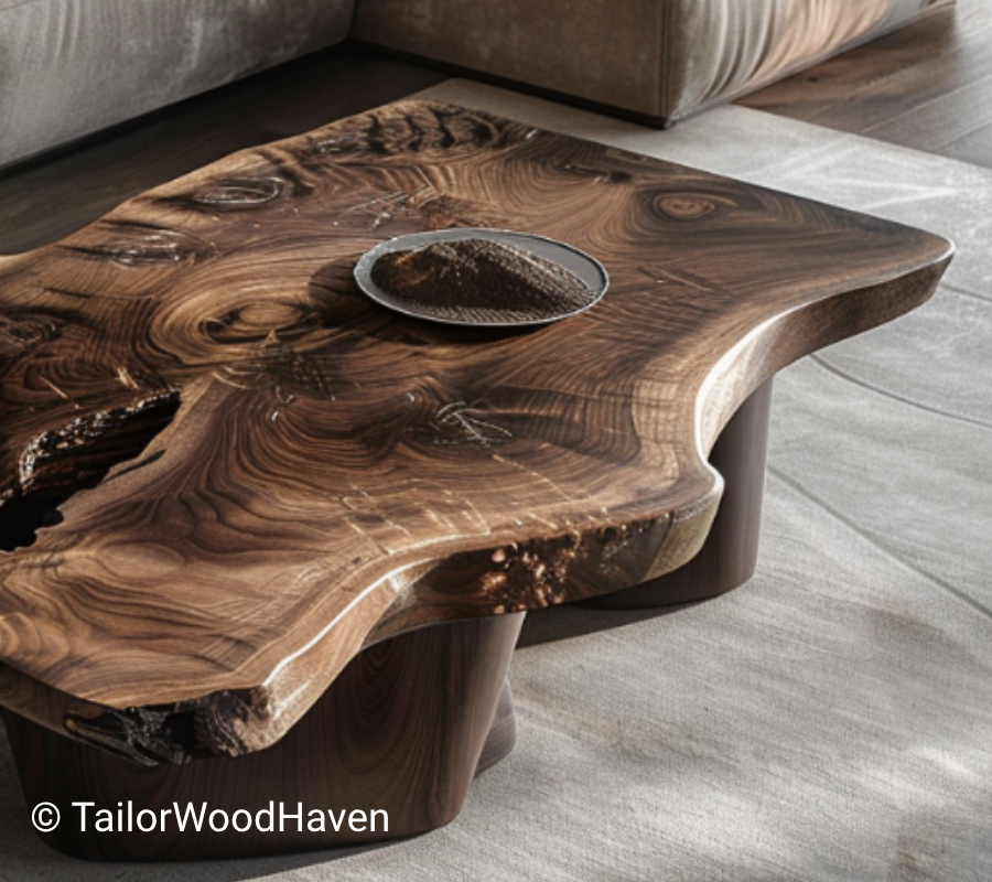 Black Walnut Live Edge Coffee Table With Natural Wood Grain