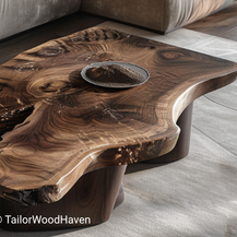 Black Walnut Live Edge Coffee Table With Natural Wood Grain